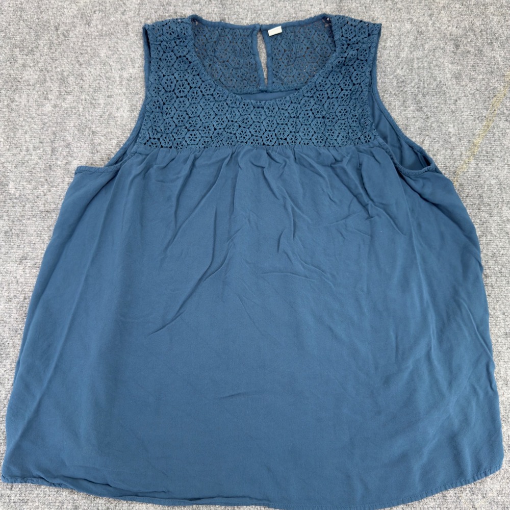 Old Navy Crochet Lace Yoke Sleeveless Blouse Blue Size XXL
